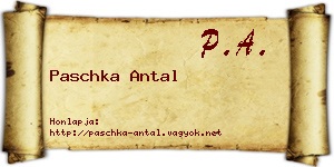 Paschka Antal névjegykártya